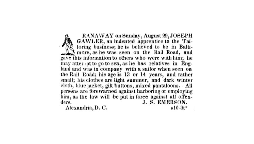 Ad from Baltimore Sun, 1841